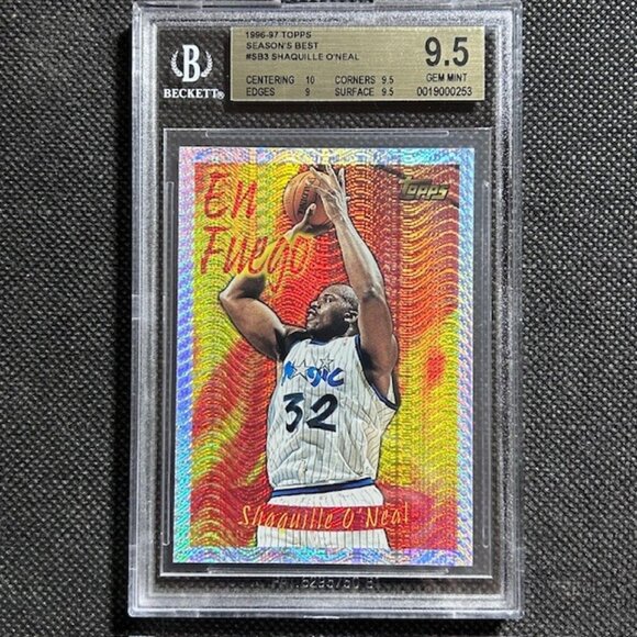 1996 Topps SHAQUILLE O'NEAL Seasons Best #3 EN FUEGO Insert BGS 9.5 GEM MINT - Picture 1 of 3